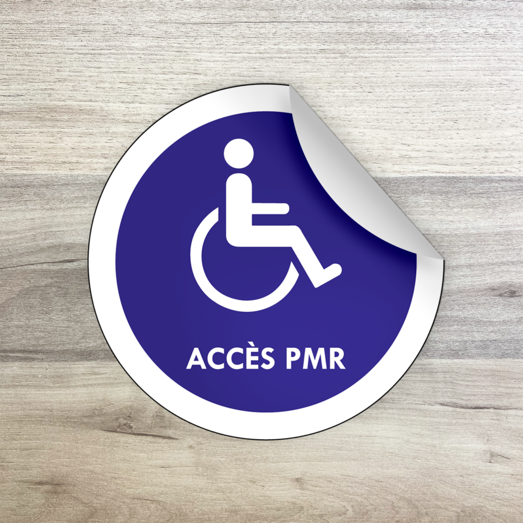 Accès PMR (modèle 1) – Rond fond bleu avec texte – PictoMarket